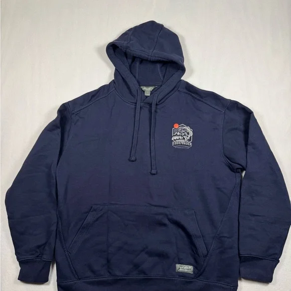 Eddie Bauer Navy Crewneck Hoodie with Fishing Graphic - Picture 3 of 6